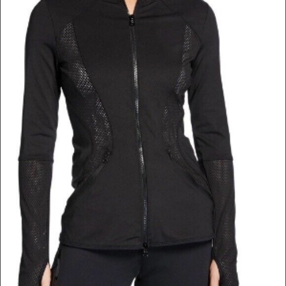 Adidas by Stella McCartney Essentials Midlayer Jacket Sz L Black Mesh Zip - Picture 6 of 6